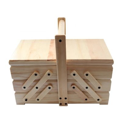 3 уровень складной кантилеверной швейной шкатулки с ручкой 38x23,5x30 см сгоревшей отделки
