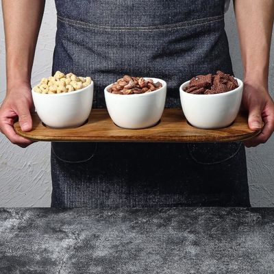 Акация деревянный поднос чип и погружение подавать набор с деревянным простого цвета или вашего цвета