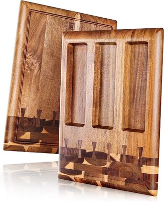 Экологически чистые деревянные доски для резки с встроенной канавкой и съемными контейнерами