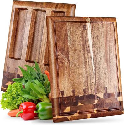 Экологически чистые деревянные доски для резки с встроенной канавкой и съемными контейнерами