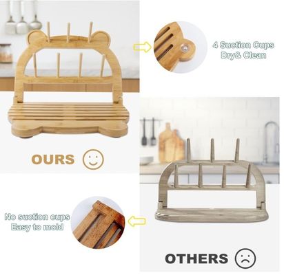 Кухонный стоявший бамбуковый бутылочный сушильщик для быстрой сушки и экономии места