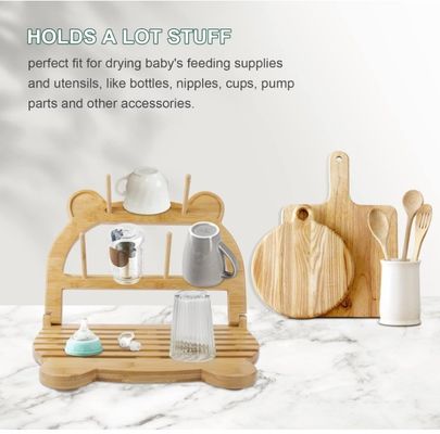 Кухонный стоявший бамбуковый бутылочный сушильщик для быстрой сушки и экономии места