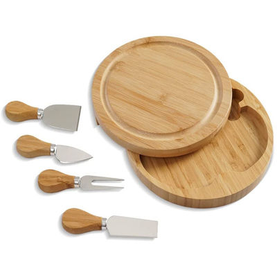 Бамбуковая сырная доска с индивидуальным логотипом и 4 режущими ножами из нержавеющей стали индивидуального размера