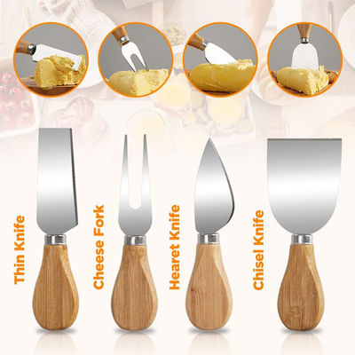 Бамбуковая сырная доска с индивидуальным логотипом и 4 режущими ножами из нержавеющей стали индивидуального размера