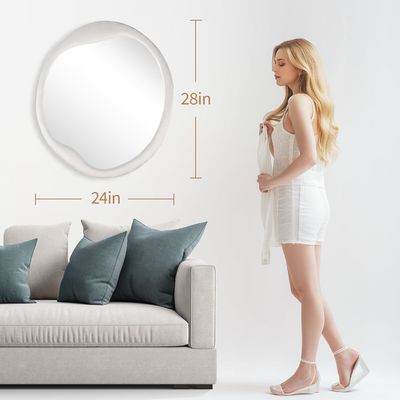 Покрашенный фланель обернутый деревянный каркас зеркало Уникальное нерегулярное украшение стен для дома