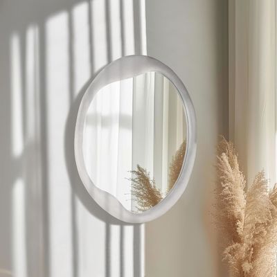 Покрашенный фланель обернутый деревянный каркас зеркало Уникальное нерегулярное украшение стен для дома