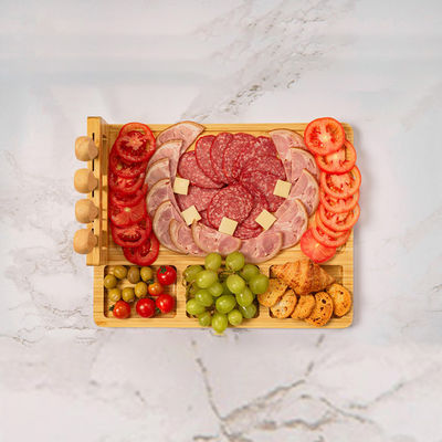 Специальный черный ореховый дерево оптом Бамбук режущий блок Кухня Сыр режущая доска с инструментами