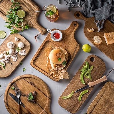 Мини-доска для резки дерева акации с деревянным дизайном и ножом