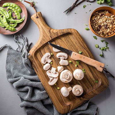 Мини-доска для резки дерева акации с деревянным дизайном и ножом