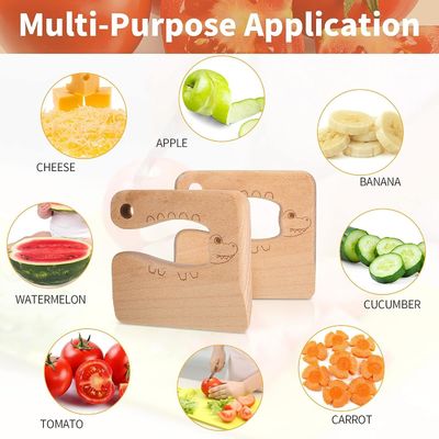 OEM Деревянный детский нож для приготовления пищи Милая рыба Динозавровая форма Кухонная игрушка овощная резка