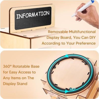 Деревянный стеклянный материал Деревянная иллюстрационная стойка для открыток с небольшим картонным доском по индивидуальному заказу