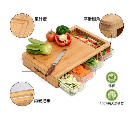 Профессиональная кухня Акация Бамбук и оливковая древесина Режущая доска набор с контейнерами