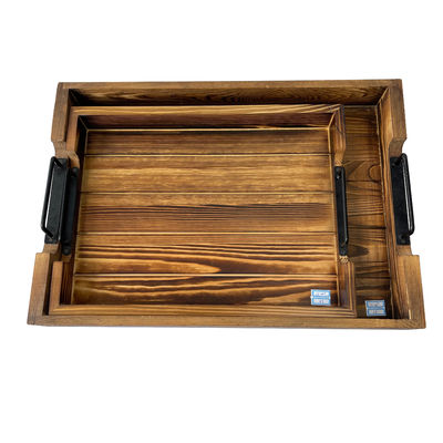 Приняты индивидуальные проекты Рустический прямоугольный деревянный поднос с металлическими ручками