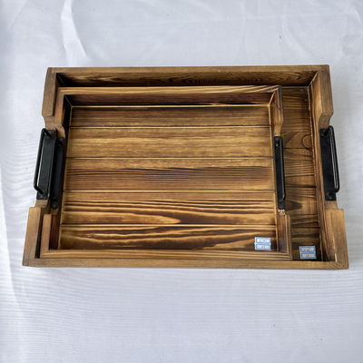 Приняты индивидуальные проекты Рустический прямоугольный деревянный поднос с металлическими ручками