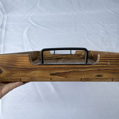 Приняты индивидуальные проекты Рустический прямоугольный деревянный поднос с металлическими ручками