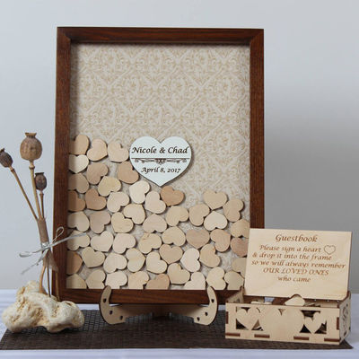 Свадебное украшение Prop Custom Size Деревянный каркас с уникальной гостевой книгой Знак Drop Top