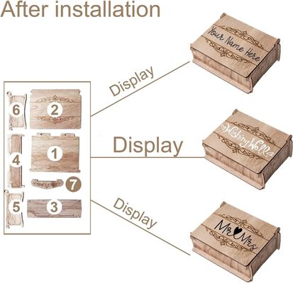 Древесное стекло Рустическая свадебная гостевая книга с шелковой печатной рамкой и деревянным сердцем