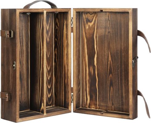 34x20x10 см настраиваемая коробка с двойной бутылкой вина с застегнутой крышкой и кожаной ручкой
