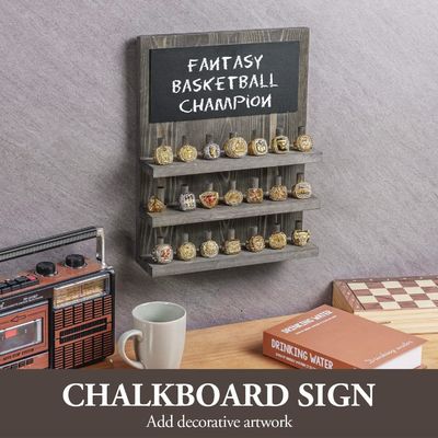 21 Peg Древесное кольцевое устройство для стенной установки Винтажный серый твердый деревянный ювелирный дисплей