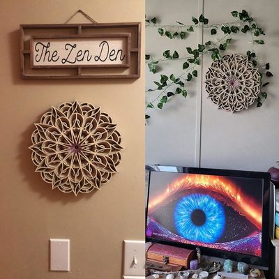 Декоративное ручное изготовление 6 слоев Красочное висящее украшение Бохо Декоративное искусство на стене Деревянная мандала