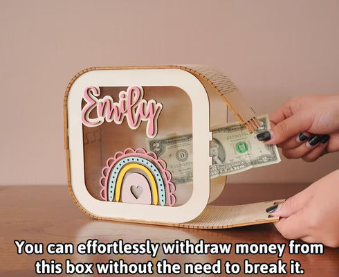 Деревянная коробка с деньгами из сосны Монтессори Декорация детской комнаты Деревянная коробка с деньгами Подарок для дочери