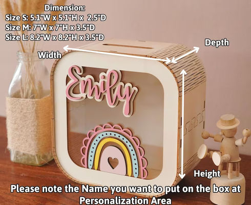 Деревянная коробка с деньгами из сосны Монтессори Декорация детской комнаты Деревянная коробка с деньгами Подарок для дочери