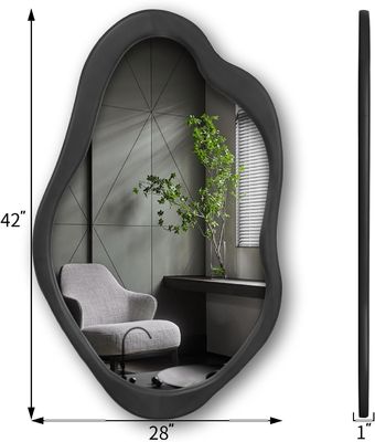 Рустическое дерево Черная обрамленная асимметричная стена волнообразное зеркало для гостиной спальня вход ванная комната