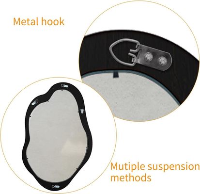 Рустическое дерево Черная обрамленная асимметричная стена волнообразное зеркало для гостиной спальня вход ванная комната