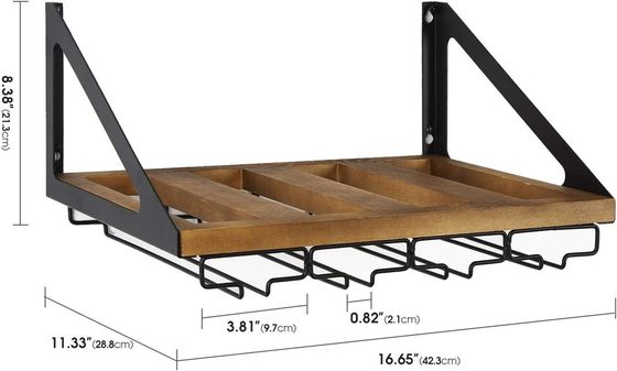 Не складная стойка Рустическая деревянная стенка Виновая стойка с 4 металлическими проводами стеклянный держатель