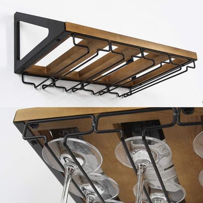 Не складная стойка Рустическая деревянная стенка Виновая стойка с 4 металлическими проводами стеклянный держатель