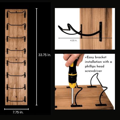 Стенный деревянный винный стойка для стенного дисплея черные скобки
