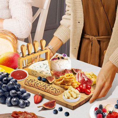 Сырные ножи из нержавеющей стали Бамбуковый сырный набор для шоколадных изделий и подачи
