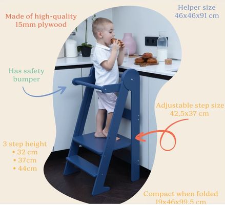 Печать сгоревшего детского кухонного стула с 3 регулируемыми высотами