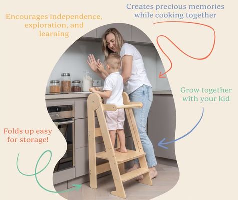 Печать сгоревшего детского кухонного стула с 3 регулируемыми высотами