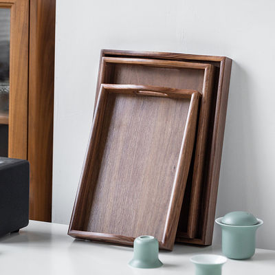 Настраиваемый логотип приемлемый ручной работы конец ореховой древесины подавать поднос с ручками