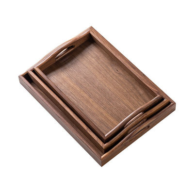 Настраиваемый логотип приемлемый ручной работы конец ореховой древесины подавать поднос с ручками