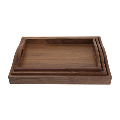 Настраиваемый логотип приемлемый ручной работы конец ореховой древесины подавать поднос с ручками