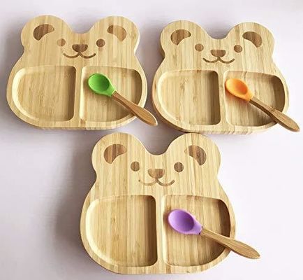 Деревянная всасывающая тарелка - идеальный способ вводить твердую пищу в пищу малыша