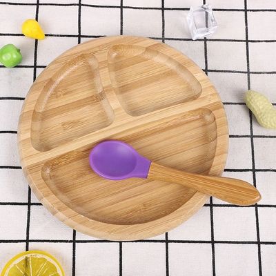 Бамбуковая детская тарелка десертная тарелка детская столовая посуда тарелка с набором мультипликационных приборов