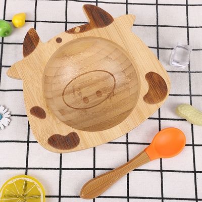 Бамбуковая детская тарелка десертная тарелка детская столовая посуда тарелка с набором мультипликационных приборов