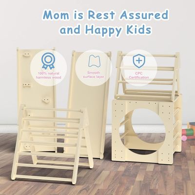 Игрушки для треугольника 5 в 1 Древесный гимнастический зал для детей с пандусом и горки