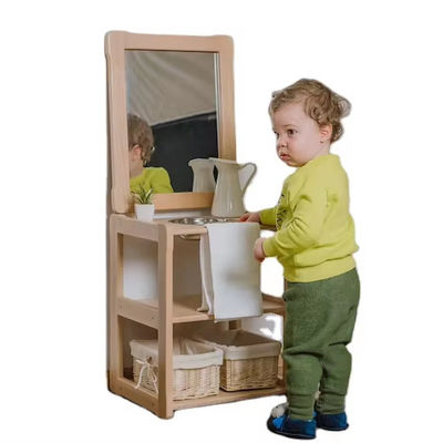 Детские игрушки для детей Экологически чистые детские Монтессори-мыльные бассейны со зеркалом и дополнительной доской