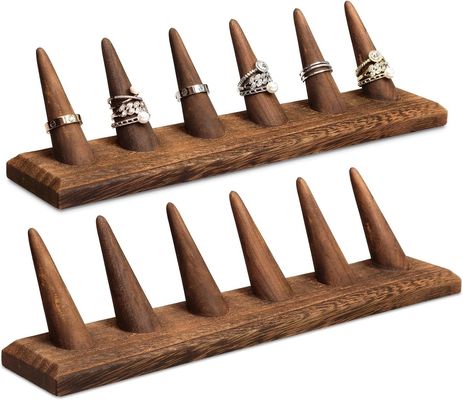 Двухуровневый пользовательский деревянный ювелирный кольцо пальца дисплейный стенд организатор с логотипом дизайн