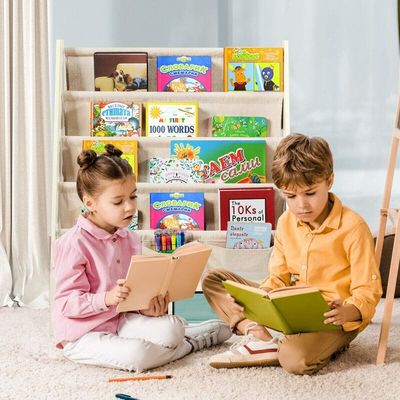 Мебель для гостиной Деревянный книжный шкаф с 4 полками и 2 коробками для игрушек