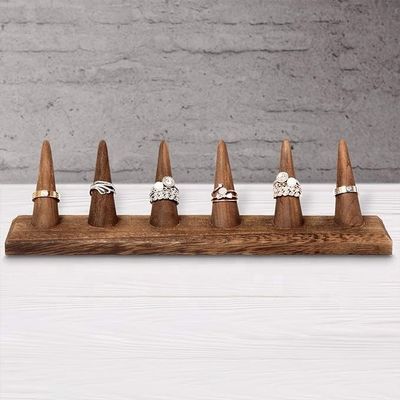 Двухуровневый пользовательский деревянный ювелирный кольцо пальца дисплейный стенд организатор с логотипом дизайн