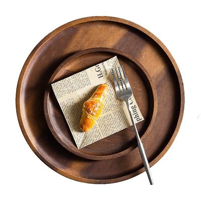 Октагона круглый форма акация ореховая древесина подача поднос 30x20x3 см с печатным печатью