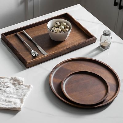 Октагона круглый форма акация ореховая древесина подача поднос 30x20x3 см с печатным печатью