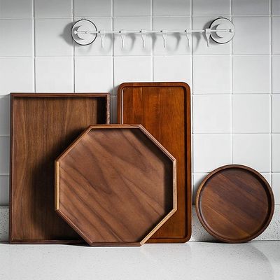 Октагона круглый форма акация ореховая древесина подача поднос 30x20x3 см с печатным печатью