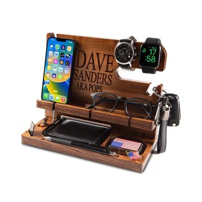 Шелковый экранированный деревянный док-станция для мужского телефонный кошелек и ключ идеальный организатор