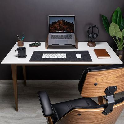 Бесплатный образец Ноутбук Деревянный стенд Двухуровневый компьютерный держатель для монитора компьютера